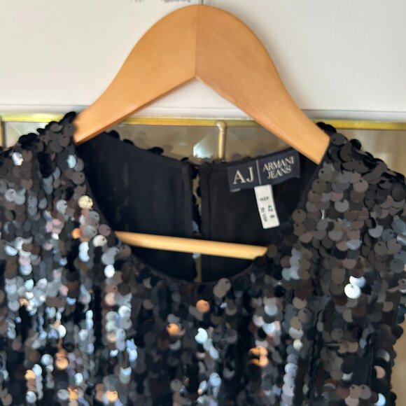 Beautiful black sequined Armani Jeans brand cocktail dress - Picture 4 of 4